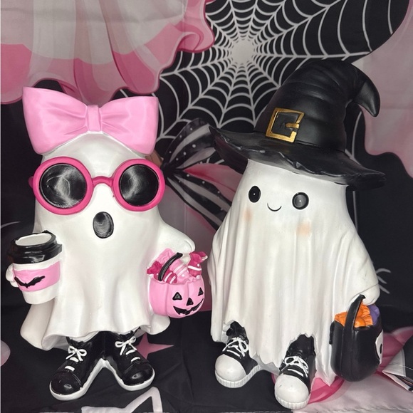 NEW Ghost Girl With Pink Bow and Ghost Boy Viral Halloween - Picture 1 of 7